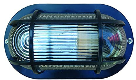 Kippen 4201A1 - Plafoniera Ovale Con Griglia Nera in Poliammide, Dimensioni: 20x12x10 cm