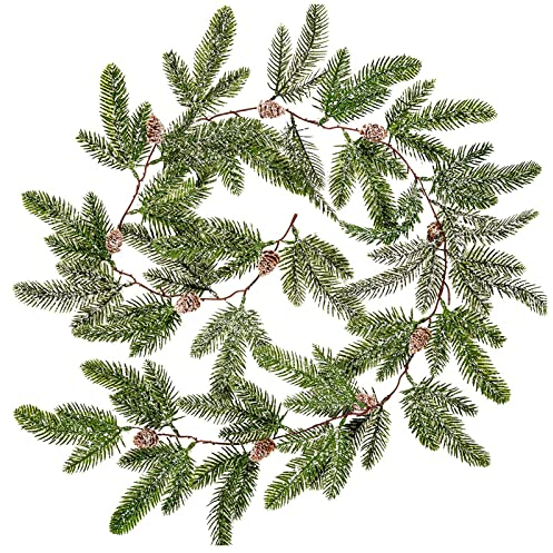 Corona Navideña de Ramas de Pino Con Copos de Nieve Y Piñas - Decoración Creativa para Eventos Navideños Y Hogar