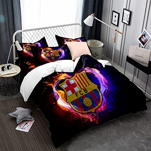CHAOSE-ESB Equipo De Fútbol Funda Nórdica Juego De Ropa De Cama De Navidad Sin Arrugas Peso Ligero Durable + 2 Fundas De Almohada (patrón 02,(150x200cm)-Cama de 90)