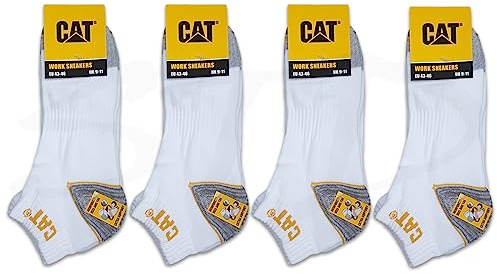 Caterpillar 12 pares de zapatillas de trabajo CAT WORK SNEAKERS de trabajo, calcetines en tallas 39-50, 12 Pairs Blanco, 43-46