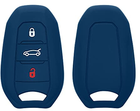 kwmobile Schlüsselhülle für Peugeot Citroen 3-Tasten Smartkey Autoschlüssel (nur Keyless Go) Hülle - Autoschlüssel Schlüssel Hülle aus Silikon - Schlüsselschutz Gehäuse in Dunkelblau