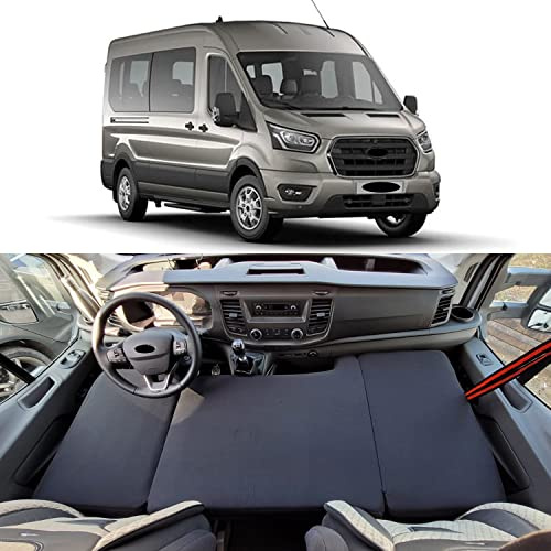 BREMER SITZBEZÜGE Camper-Bett Kinderbett Fahrerhausbett Kompatibel mit Ford Transit Tourneo Custom Nugget 2012 Wohnmobil Zubehör Wohnmobilbett Camping Kaltschaum Matratze Schwarz 150x55/65 cm