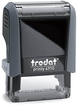 Trodat Printy 4910 - eco grau - mit Wunschtext personalisierbarer Namensstempel, Firmenstempel oder Textstempel - 2 Zeilen - 26x9mm