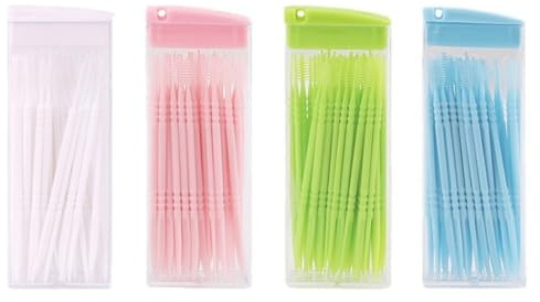 Stuzzicadenti a Doppia Punta, 200 Pezzi in Plastica Colorata - Stick Interdentali, Spazzola Interdentale, Doppia Testa (Colore Casuale)