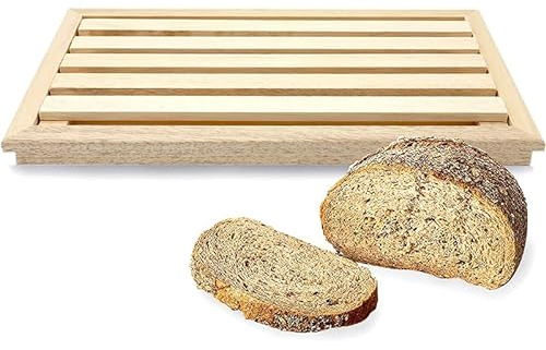 Virsus Tagliere per il Pane in Legno di Faggio, misura 35,5x24x2 cm, con Vassoio raccogli briciole e Griglia Removibile, Tagliapane da tavolo per cucina, Made in Italy -2659F1,1