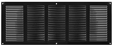 500x200mm Ventilationsgaller i Svart Stål med Myggskydd - Metallgaller för Ventilation