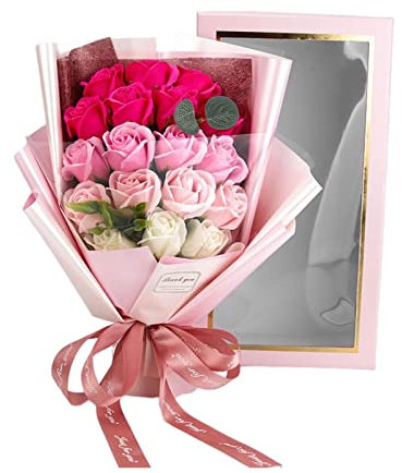 Rianpesn Bouquet di Rose di Sapone | Fiore di Sapone profumato per Donna Artificiale,Rose di Sapone con Profumo Debole per la Decorazione di Nozze per la Festa della Mamma di San Valentino