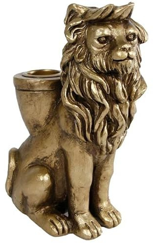 Candeliere Leone Oro - Polystone - 11 x 6 x 15 cm