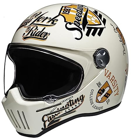 DOT/ECE-Zugelassener Vintage Vollhelm Integralhelm Motorradhelm mit Doppelvisier Motorradhelm, Moto-Integralhelm Für Männer Und Frauen A,M