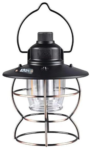 NogrAx Lanterne de tente rechargeable par USB – Équipement de camping essentiel ou lampe torche avec batterie, design à suspendre et gadgets pour caravanes (noir)