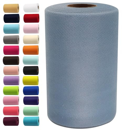 Dammig blå tyll tygrullar 15 cm x 28 meter (36 fot) tygspole tyllband för gör-det-själv tutu rosett baby shower födelsedagsfest bröllopsdekorationer julhantverk tillbehör