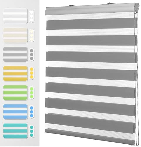 Cortina Opaca Portátil 75 x 220 cm Guarda tu intimidad. Estor Plegable Estores para Ventanas con Cadena, para Puertas y Ventanas, Gris Claro