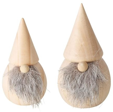 ReWu Dekofigur Eddie Natur Weihnachtsmann Weihnachtswichtel 2er-Set aus Kiefernholz Tischdekoration Wohndekoration Weihnachten Christmas Dekoaufsteller