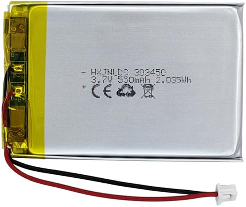 Batería Recargable de polímero de Litio DC 3,7 V 550 mAh 303450 Adecuada para sustituir baterías integradas de 2 Cables en Dispositivos electrónicos de 3,7-5 V y Luces LED.