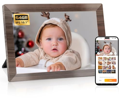 Topsand 10.1 WiFi Digital Picture Frame, IPS Touch Screen Smart Cloud Digital Photo Frame with 64GB Storage, Wall Mountable, Auto-Rotate, Motion Sensor, Share Photos via Biuframe App