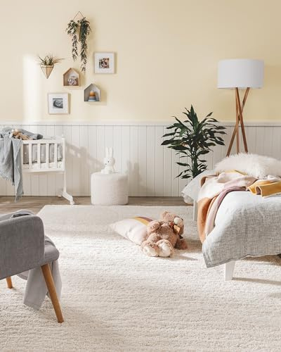 benuta Nest Hochflorteppich Sera - Creme 80x150 cm - Waschbar & Zuschneidbar - Flauschiger Teppich für Wohn- und Schlafzimmer - Fußbodenheizung Geeignet