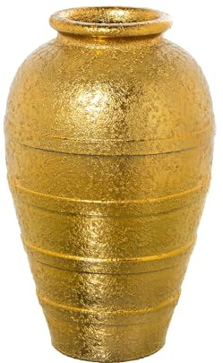 Jarron de Suelo de Ceramica en Dorado 26x26x40 cm