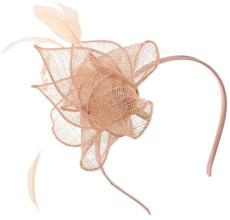 Amosfun Vintage Fascinator Kleiner Zylinder aus Jute und Abs mit Haarreif und Haarklammer Einfach zu Tragen für Frauen Abendpartys und Weihnachten in Rosa