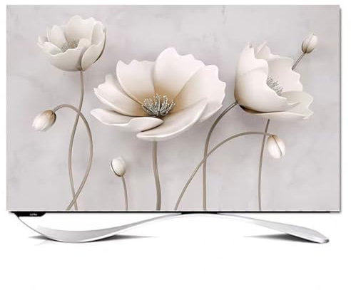 TV Screen Cover 32-85In, Dust TV Screen Cover, Universal TV Dust Cover 22-80 In, for LCD LED Plasma Television Art Printing Decor Flat Curved TV, Wall Mount/Curved/Desktop M,49-52in(118x70cm)