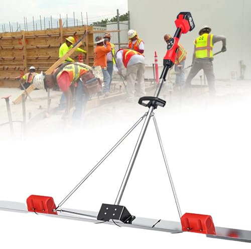 LFfwynog Kit Vibrant pour Chape en béton, Outil Vibrant pour béton à Moteur sans balais, Vitesse de 3000 à 6000 TR/Min avec Planche en Acier Inoxydable de 150 cm/180 cm/200 cm,1battery-2motor-1.5M