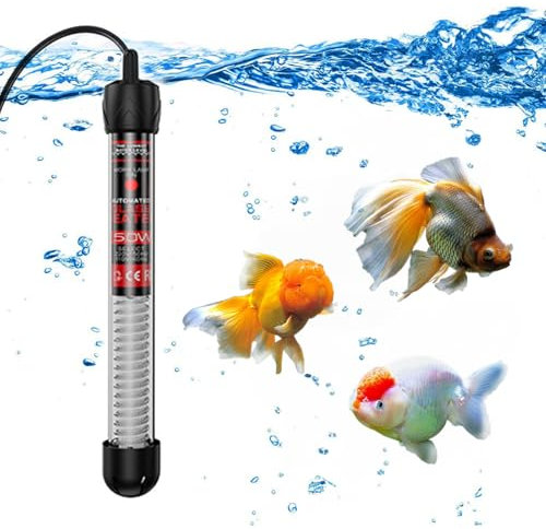 CarPlusStudio Aquarium Heater - Power Saving Fish Tank Heater with Temperature Display - Submersible Heater for Fish Tank Water (50W)