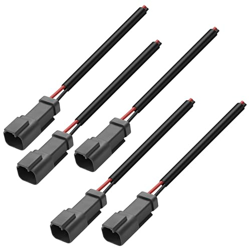 XMSJSIY 5 connettori DT a 2 pin impermeabili, connettori DT con cavo a 2 pin, con guaina termorestringente per luce di lavoro a LED per auto
