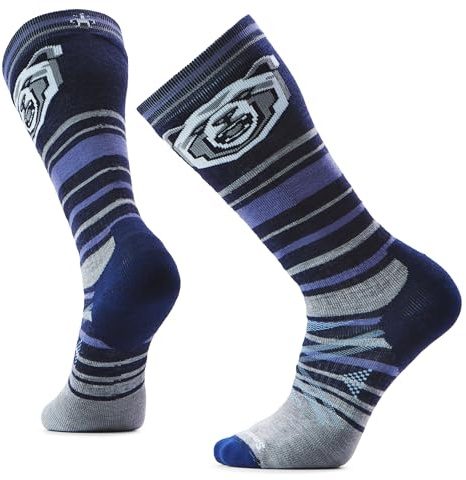 Smartwool, Men's, Ski Full Cushion Growling Grizzly Over The Calf Socks, Deep Navy, Large