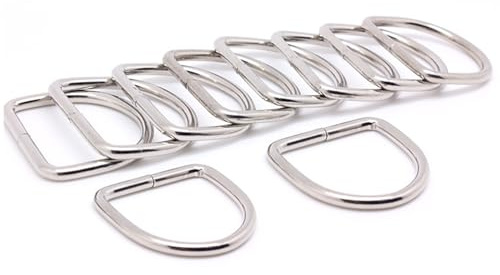 YFelomatric 30 Stück 25mm D Ringe Schnalle, Halbrunder D-Ring, Metall D Ringe, Halbringe Silber,D ringe Schnalle Halbringe Silber Ring Taschenzubehör zum Nähen für Handtaschen, Karabiner