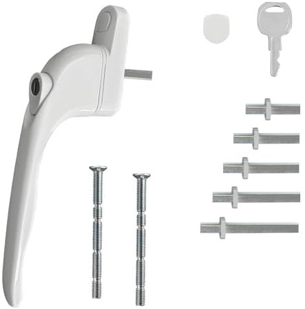 Jatipy Universal Window Handles for uPVC Windows – Upvc Window Lock Handles with Key, Durable, Easy Installation, White Finish