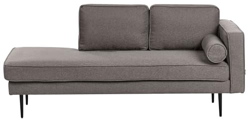 Beliani Chaiselongue Stoff braun rechts schwarzes Gestell mit Nackenrolle modern Miramas