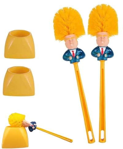 Donald Trump Spazzole WC con Supporto Novità Creativa Spazzola da Toilette Divertente Spazzola di Pulizia in Plastica Strumenti di Pulizia per il Bagno Novità Divertente Spazzola da Toilette (2 Pezzi)