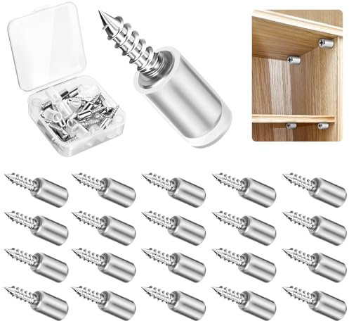 vsshe 20 Pack Shelf Brackets, Shelf Holder with Rubber Protection, Shelfs Brackets, Shelfs Pins, Cabinets Floor Holder for Kitchen Cabinet, Bookcase, Cabinets, Furniture Cabinet