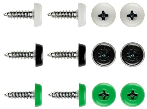 Set di 16 Viti Targa Auto Moto – M5x20mm con Copriviti Colorati (7 Blu, 1 Bianca) – Kit Fissaggio Universale per Portatarga Auto, Moto, Camion, Scooter, Tir – Resistenti e Facili da Installare