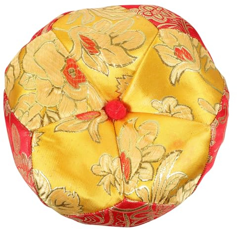 HAMPPLIES Golden Cloth Singing Bowl Cushion Decorative and Preventive Features Handmade Sound Bowl Mat for Yoga Meditation and Home Decor Soft and Sturdy