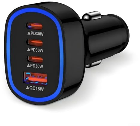 108W Caricabatteria da auto veloce PD, sistema di protezione per auto 12V caricabatterie con quattro porte di ricarica veloce multi-dispositivo per camion bus