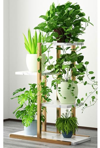 DECORN Supporto per Piante da Interno Mensola per Fiori in Metallo per più Piante Espositore ad Angolo Alto per portafiori per Patio, Giardino, Soggiorno, Balcone, Camera da Letto,Bianca,4 Tier