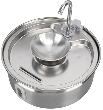 Aramox Fontaine à Boire pour Animaux de Compagnie, en Acier Inoxydable, 3,2 L, Distributeur d'eau à Circulation Automatique pour Chiens, Eau Potable pour Animaux de Compagnie