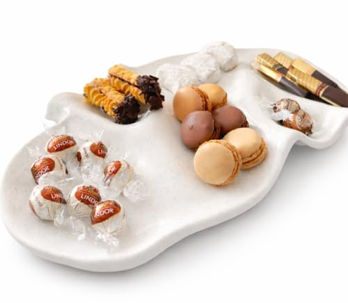 Terra Wave - Tabla de queso de cerámica hecha a mano, diseño mediterráneo, forma orgánica, moderna charcuterie y aperitivo, tabla de artisanal premium, diseño mediterráneo, regalo premium (Pebble