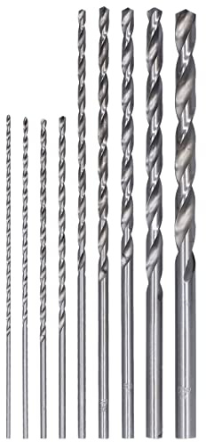 Juego de 9 brocas helicoidales, brocas HSS extralargas, kit de herramientas de perforación de acero de alta velocidad para madera, plástico, metal, brocas helicoidales