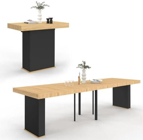 IDMarket - Mesa consola extensible Eden 14 personas 300 cm Madera y Negro