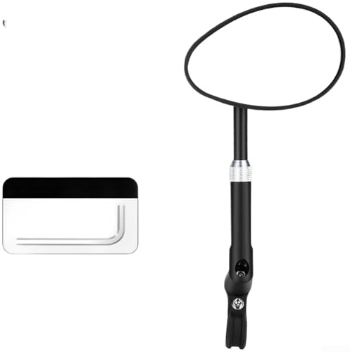 ZMdooreasy Specchio per manubrio della bicicletta, rotazione a 360°, regolabile, con lente in vetro per mountain bike, bici da strada, manubrio o manubrio, misura 17,5-20 mm, nero (JY-0502)