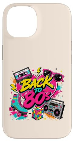 Back to 80s Nostalgia Roller Skate Boombox Cassette Tape Années 80 Coque pour iPhone 14