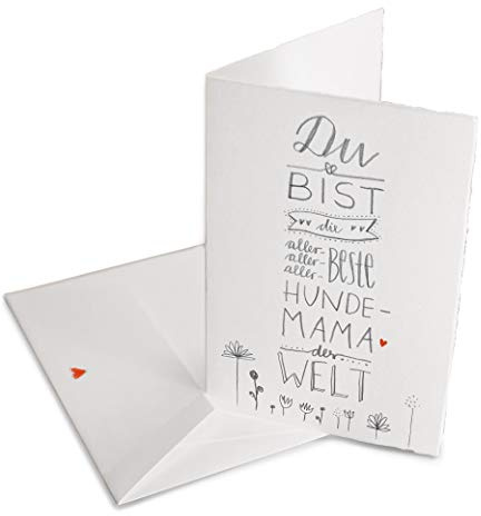 Muttertagskarte für die beste Hunde-Mama der Welt, Glückwunschkarte oder Grußkarte zu Muttertag, Geburtstag, Klappkarte aus Bütte MIT Umschlag