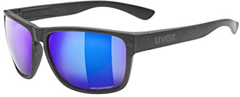 Uvex LGL ocean P - Sonnenbrille für Damen und Herren - aus Recyclingmaterial - polarisiert - black matt/blue-blue - one size