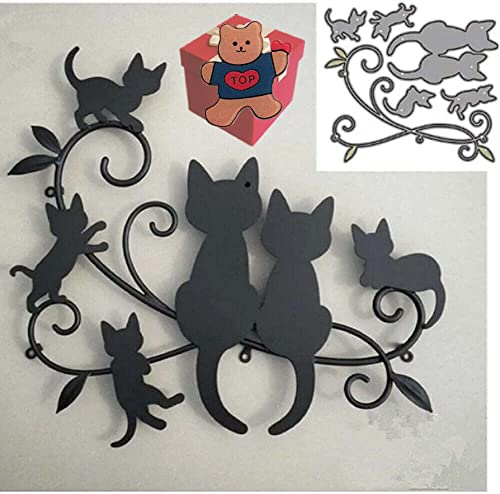 Tier-Katzenfamilie aus Metall, Stanzschablonen für Bastelarbeiten, Scrapbooking, Fotoalbum, dekorative Prägeschablonen für Kartengestaltung