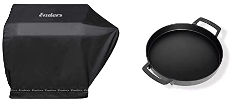 Enders® Gasgrill Abdeckhaube für Gasgrill: Boston 6 KR Turbo, 5697, schwarz & ® Switch Grid Pfanne, aus Gusseisen, für Enders® Gasgrill mit Rost-in-Rost System, Grill-Rost-Zubehör, 7792