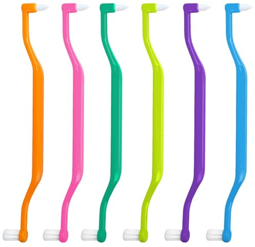 6 Stück 2-in-1 Zahnbürste mit Interdental- und Weisheitszahn-Bürstenköpfen, Weiche Einzelbürste für Zahnspangen, Implantate und Brücken, Tiefenreinigung für umfassende Mundpflege