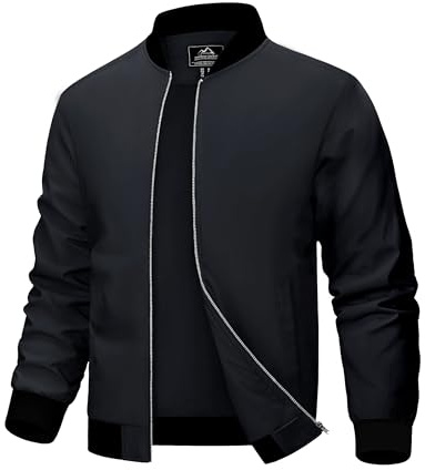 MAGCOMSEN Übergangsjacke Herren Blouson Bomberjacke Leichte College Jacke Sommer Atmungsaktiv Frühlingsjacke Schwarz 3XL