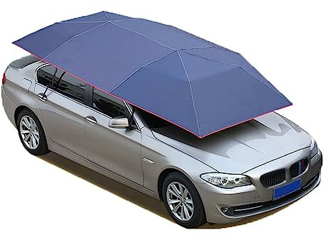 Auto-Markise, Auto-Regenschirm-Zelt, halbautomatische Markise, Winddicht und diebstahlsicher, faltbar, tragbares mobiles Dach, Autoabdeckung für Auto-Pickup-SUV, 4,6 x 2,3 m, blau