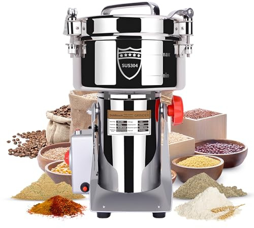 Goldtouch 2 000 g kornkvarn, 3 600 W elektrisk sprejkvarn i rostfritt stål med hög hastighet för torrt vete, havregryn, majs, peppar och kaffebönor